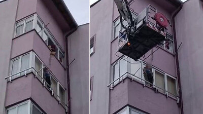 Çocuk 4. kat penceresinde mahsur kaldı! Nefesler tutuldu!