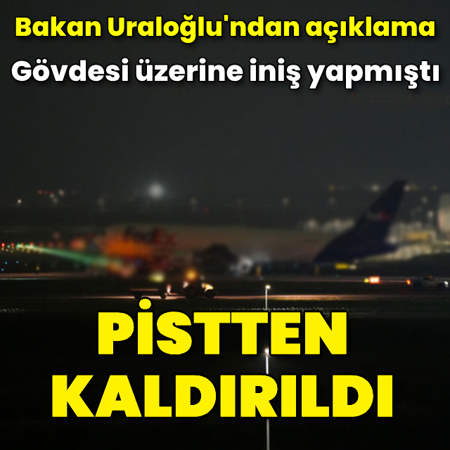Gövdesi üzerine inen uçak pistten kaldırıldı