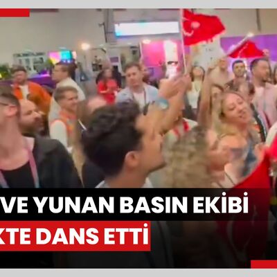 Türk ve Yunan basın ekibi, Sertab Erener 'Everyway That I Can' söylerken şarkıya eşlik edip birlikte dans etti.