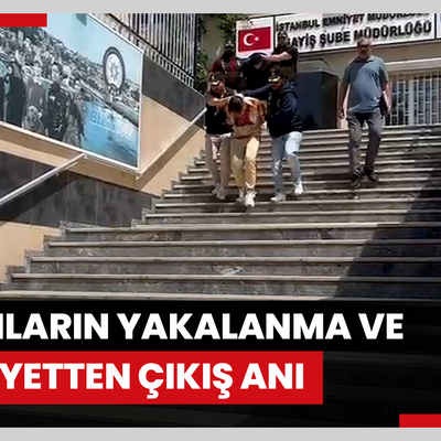İstanbul'da M.A.'yı kaçırıp parasını gasp eden zanlıların yakalanma ve emniyetten çıkış anı kameraya yansıdı.