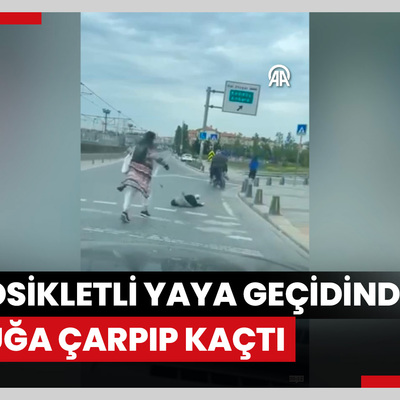 Gaziosmanpaşa'da motosikletlinin yaya geçidinde çocuğa çarpıp kaçması kamerada