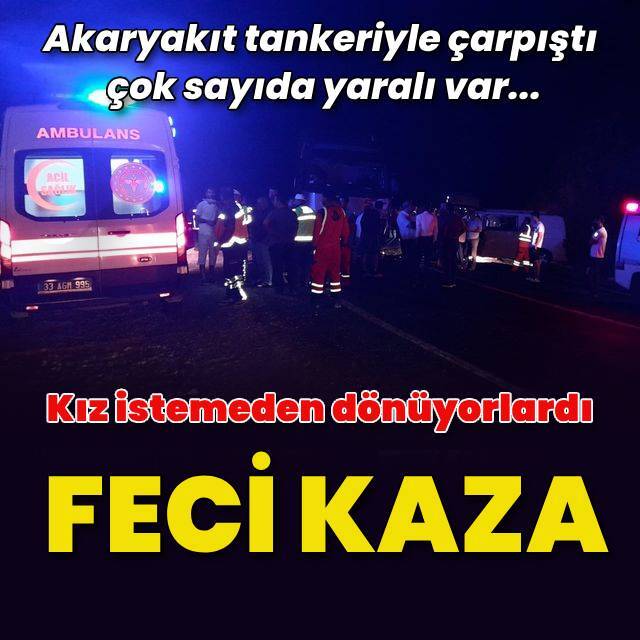 Minibüs ve tanker çarpıştı: 14 yaralı