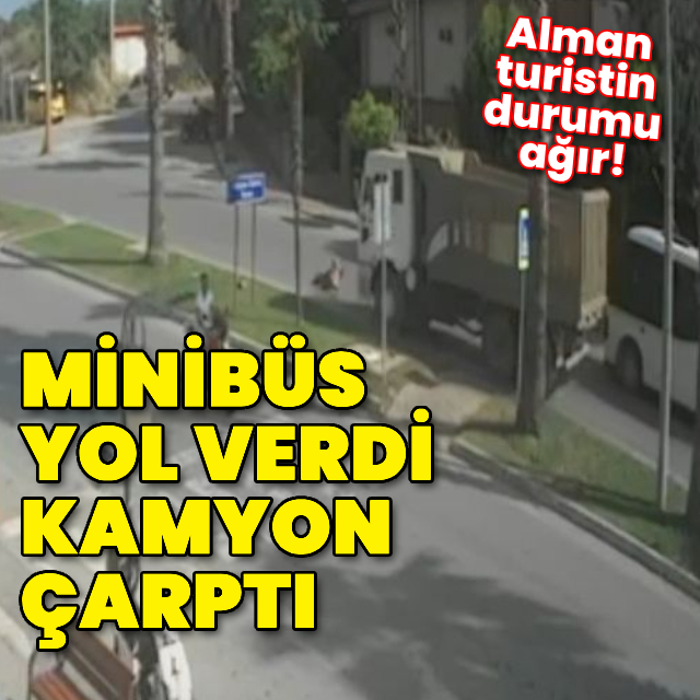 Minibüs yol verdi kamyon çarptı!