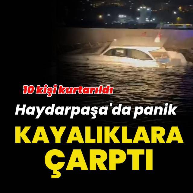 Kayalıklara çarpan tekneden 10 kişi kurtarıldı