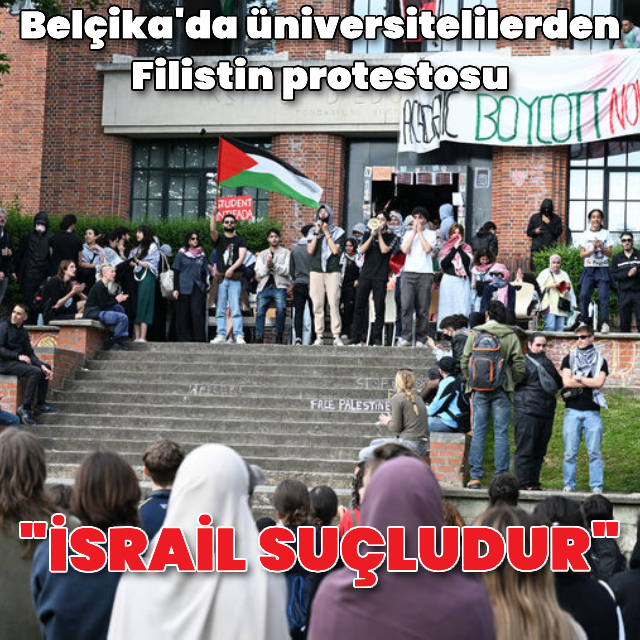 Belçika'da öğrencilerden Filistin'e destek gösterisi