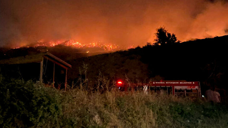 Sarıyer'de otluk alanda yangın çıktı