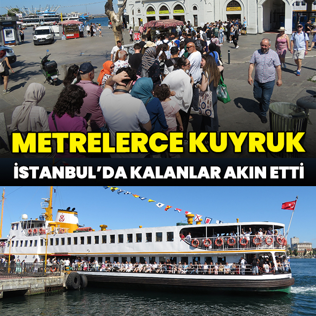 Kadıköy Adalar İskelesi'nde bayram yoğunluğu: Metrelerce kuyruk oluştu