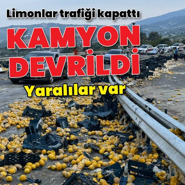 Limon yüklü kamyon devrildi: 6 yaralı