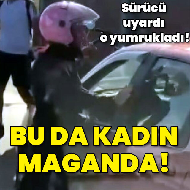 Sürücü uyardı o yumrukladı! Bu da kadın maganda!