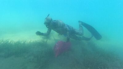 Deniz dibinden 800 kilogram atık çıkarıldı