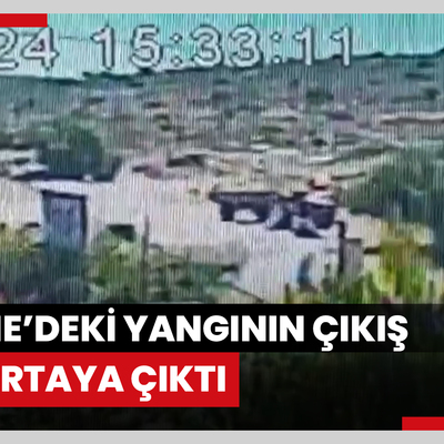 Çeşme'de izmaritin neden olduğu yangının başlama anı güvenlik kamerasında