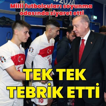 Erdoğan futbolcuları tebrik etti