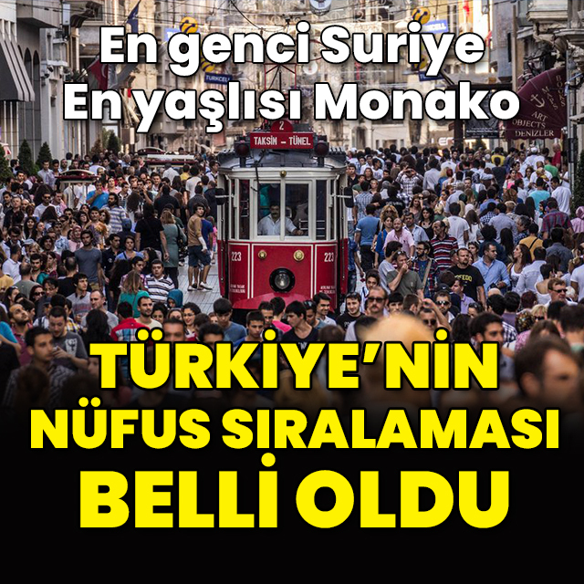Türkiye'nin nüfus sıralaması belli oldu