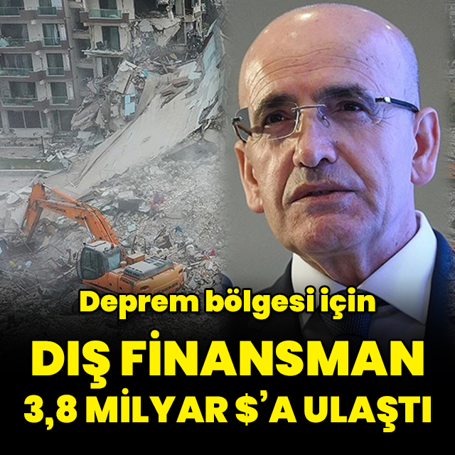 Deprem için dış finansman 3,8 milyar dolara ulaştı