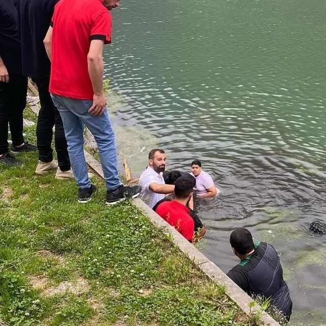Arap turistler, golf aracıyla Uzungöl'e düştü