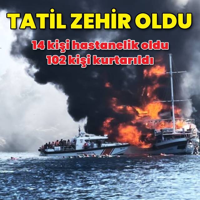 Tur teknesinde yangın! 14 kişi yaralandı