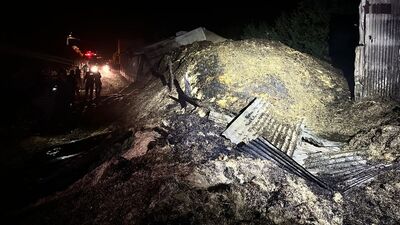 Ahırda yangın: 16 büyükbaş öldü