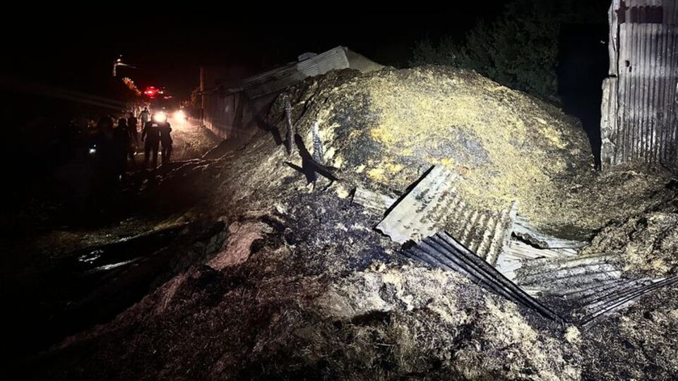 Ahırda yangın: 16 büyükbaş öldü