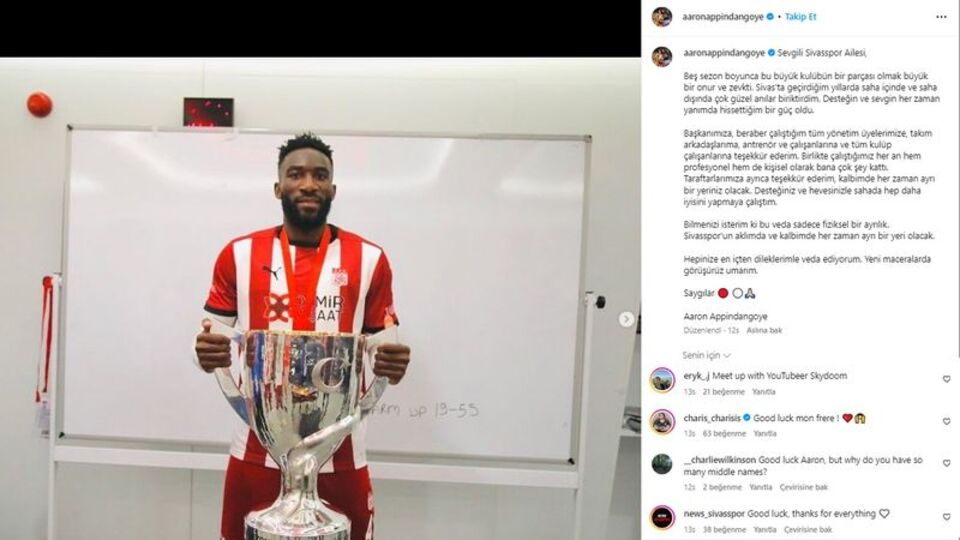 Appindangoye, Sivasspor'a veda etti