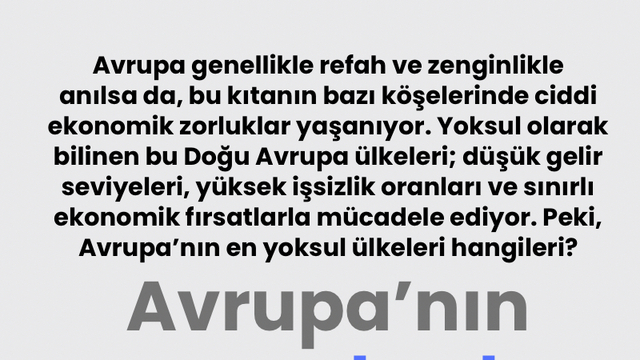 Avrupa'nın en yoksul ülkeleri