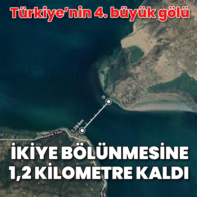 Eğirdir Gölü'nün bölünmesine 1,2 kilometre kaldı