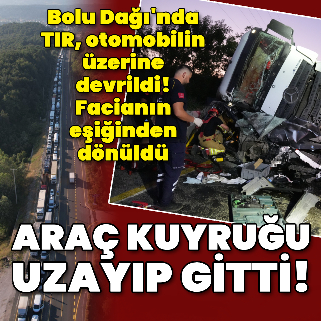Bolu Dağı'nda TIR devrildi! Araç kuyukları oluştu