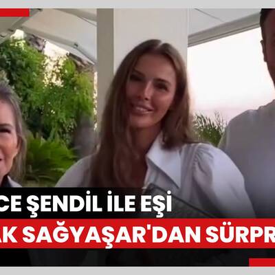 Hatice Şendil ile eşi Burak Sağyaşar'dan Filiz Akın'a çiçekli sürpriz