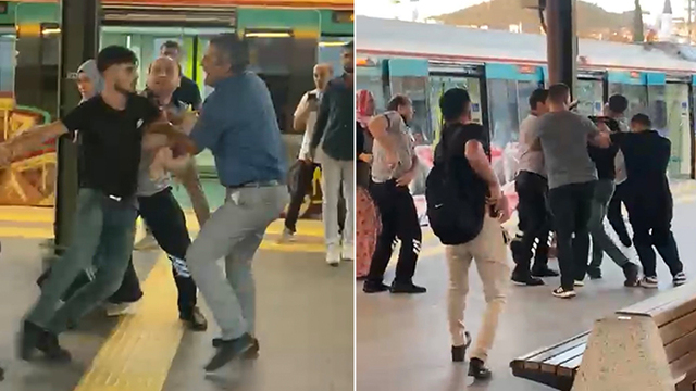 Marmaray'da tekme tokat kavga