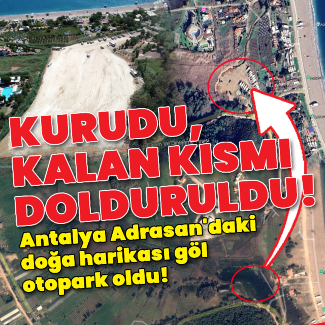 Kuruyan doğa harikası göl otopark oldu!