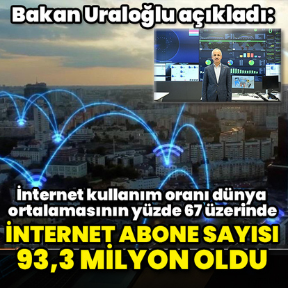 İnternet abone sayısı 93,3 milyon oldu