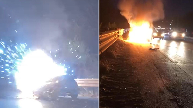Otomobil bomba gibi patladı