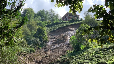 Çay hasadında heyelan faciası! Son anda kurtuldu