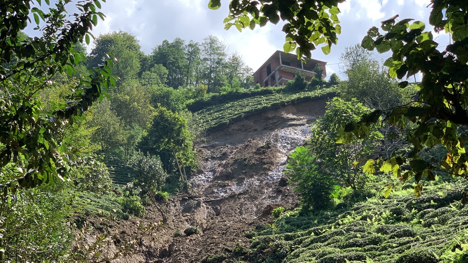 Çay hasadında heyelan faciası! Son anda kurtuldu