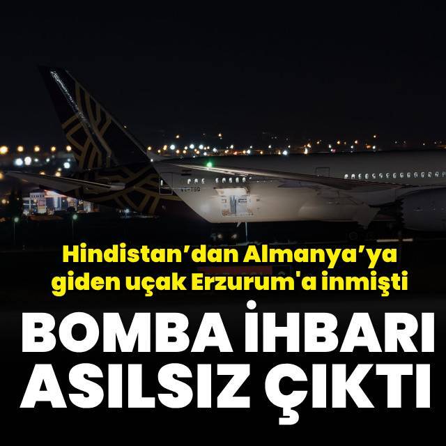Asılsız bomba ihbarı: Hindistan’dan Almanya’ya giden uçak Erzurum'a indi