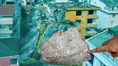 Riskli binanın betonundan deniz kabukları çıktı!