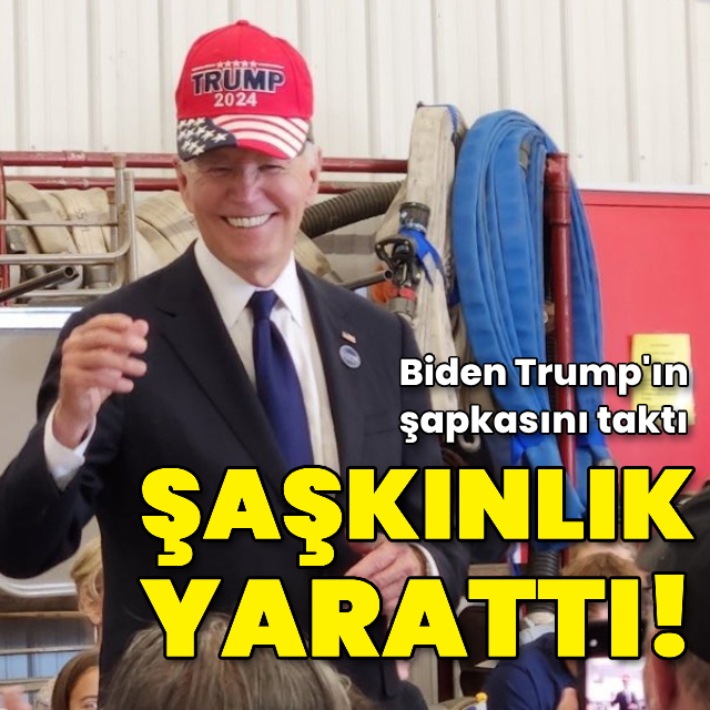 Biden Trump şapkası taktı