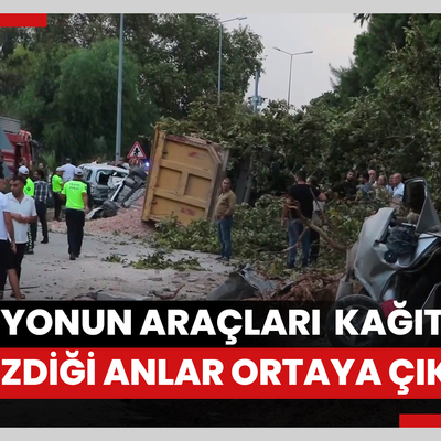 Freni patlayan hafriyat kamyonunun araçları kağıt gibi ezdiği anlara ait görüntüler ortaya çıktı