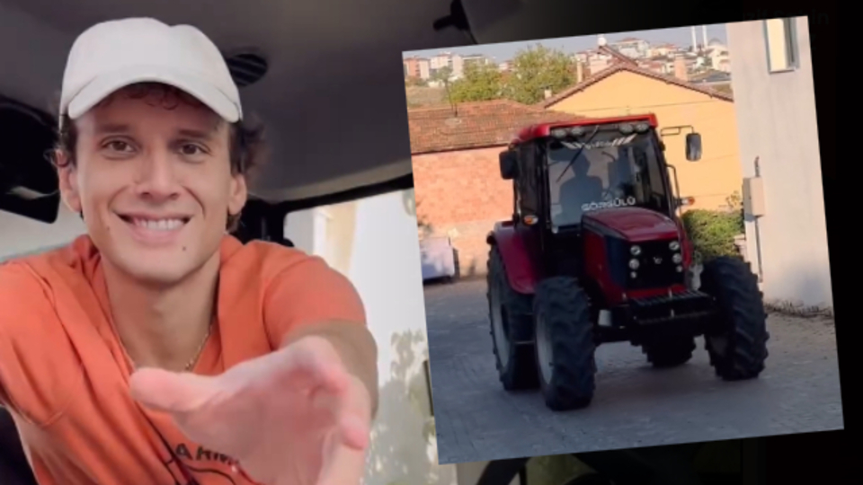 Sahneden önce traktöre çıktı