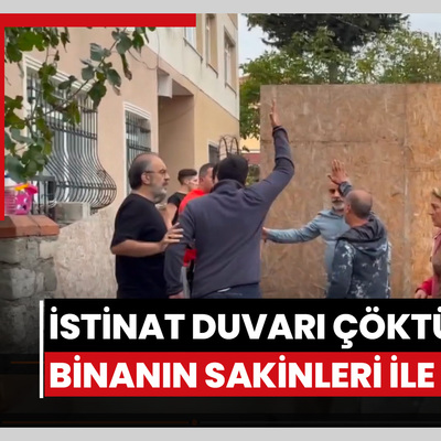 Üsküdarda istinat duvarı çöken inşaatın çalışanları ile boşaltılan binanın sakinleri arasında arbede