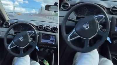 Diziyle direksiyonu tutup makas attı