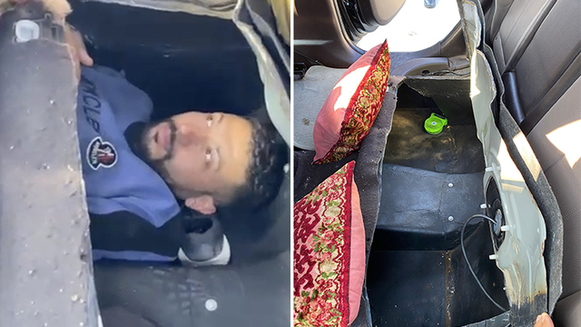 Otomobilin gizli bölmesinde yakalandı