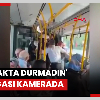 Otobüs şoförü ile yolcunun 'Durakta durmadın' kavgası kamerada