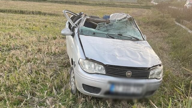 Otomobil tarlaya devrildi: 3 yaralı