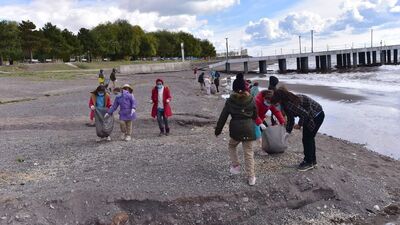 Öğrenciler Van Gölü sahilini temizledi