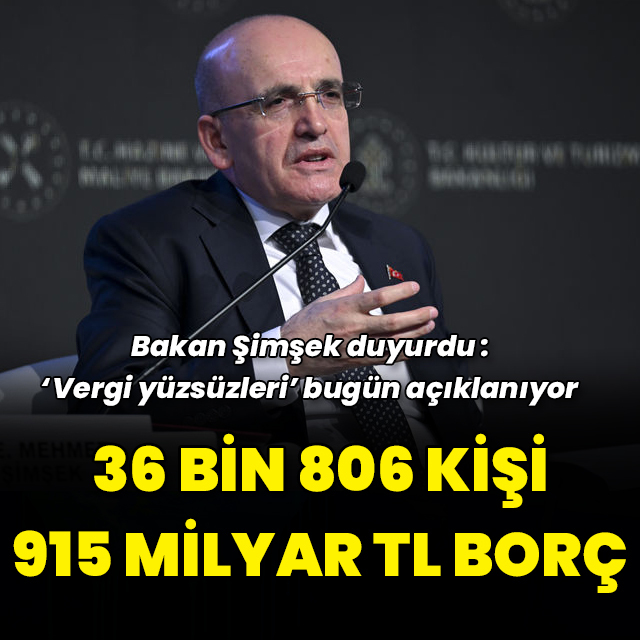Vergi yüzsüzleri bugün açıklanıyor