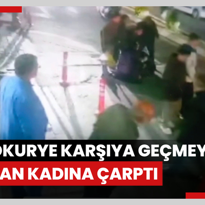 İstanbul - Kağıthane’de motokurye yolun karşısına geçmeye çalışan kadına çarptı.