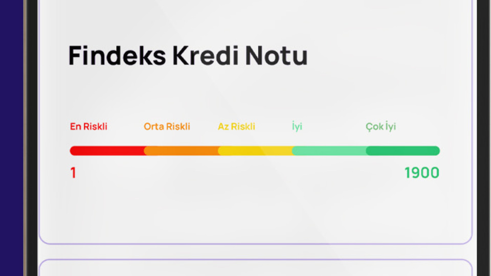 Findeks kredi notunu gösteriyor