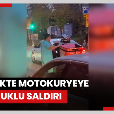 Trafikte motokuryeye yumruklu saldırı