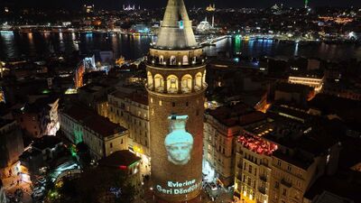 Galata Kulesi'ne kültürel mirasa ait görseller yansıtıldı