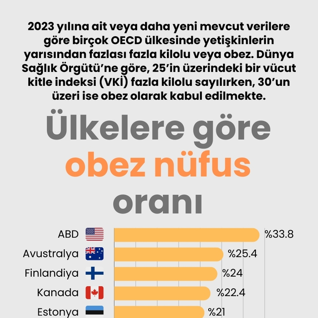 Ülkelere göre obez nüfus oranı